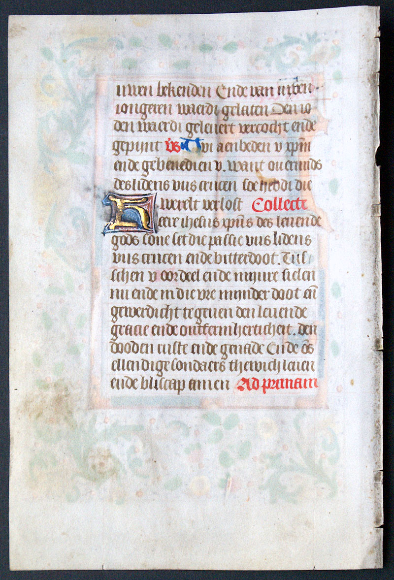 c 1475 Book of Hours Leaf - Dutch - Elaborate borders