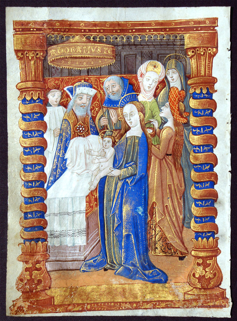 A Stunning Book of Hours Leaf - Presentation  c 1490-1510 Rouen