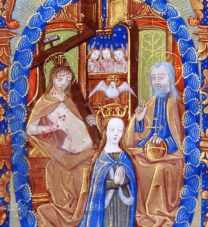 c 1490-1510 Book of Hours Leaf - Coronation of Virgin Mary