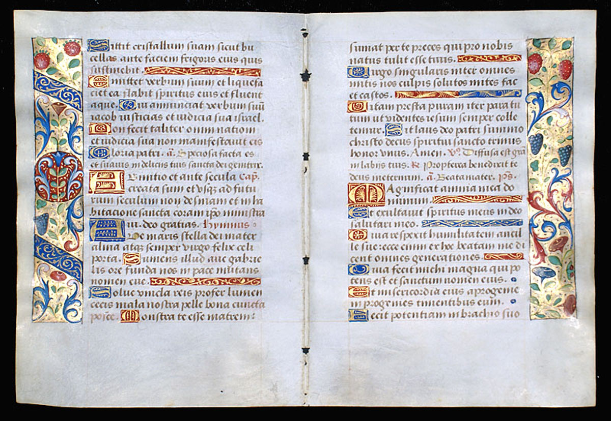 Continuous Bifolium - Book of Hours Leaves c 1470-90 Rouen