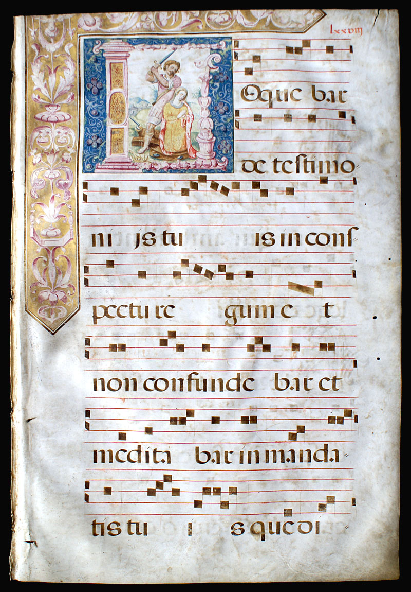 Antiphonal Leaf - Miniature of St Catherine - c 1612