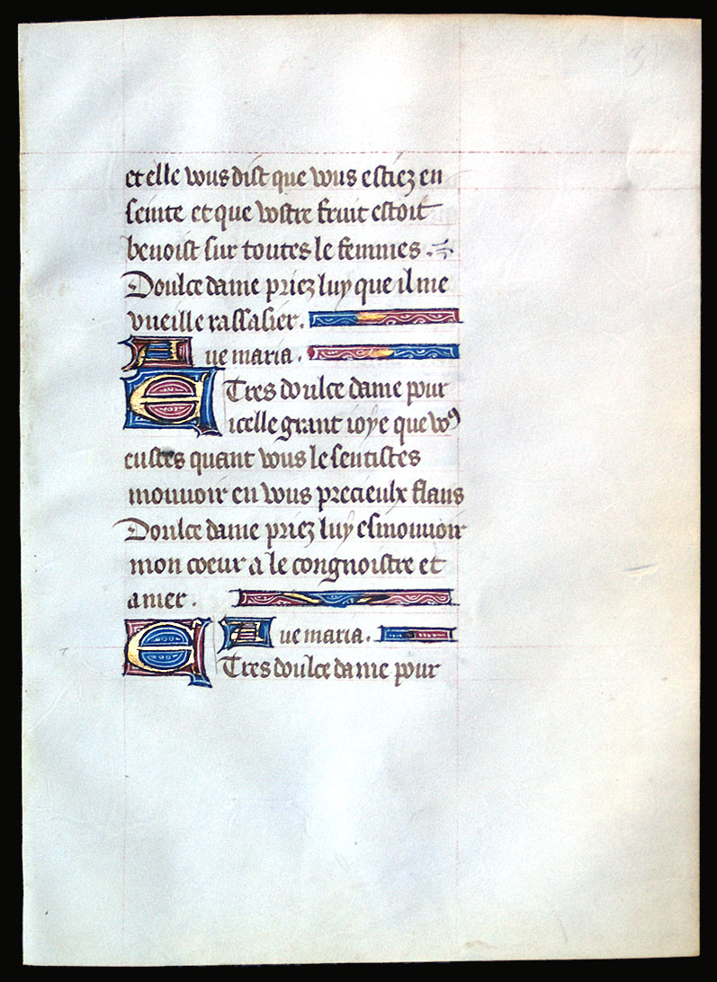 Book of Hours Leaf in French - 15 Joys of the BVM 1450-75