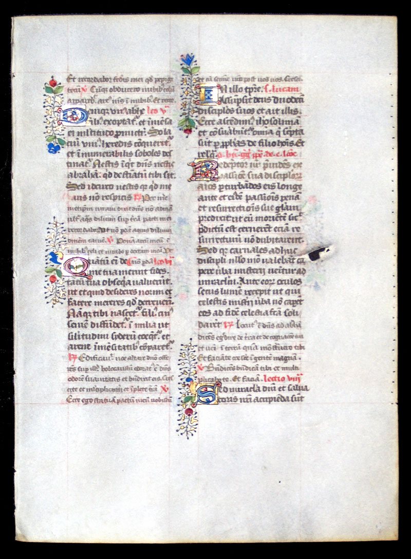 A Breviary Leaf - c 1475 - Homily by Pope Gregory