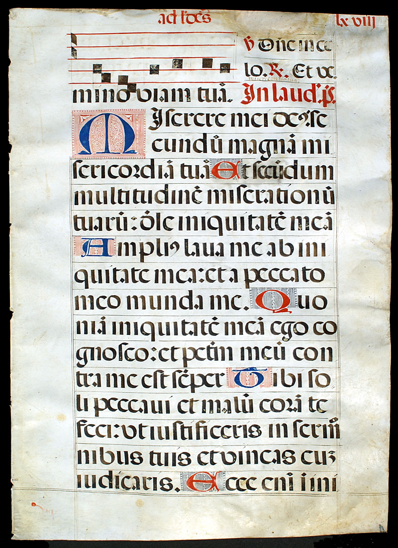 Choir Psalter Leaf c 1520 - Elaborate initials - Psalms