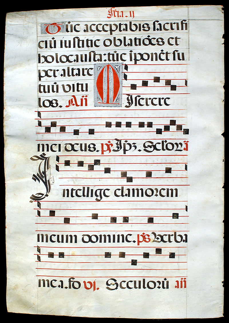 Choir Psalter Leaf c 1520 - Elaborate initials - Psalms