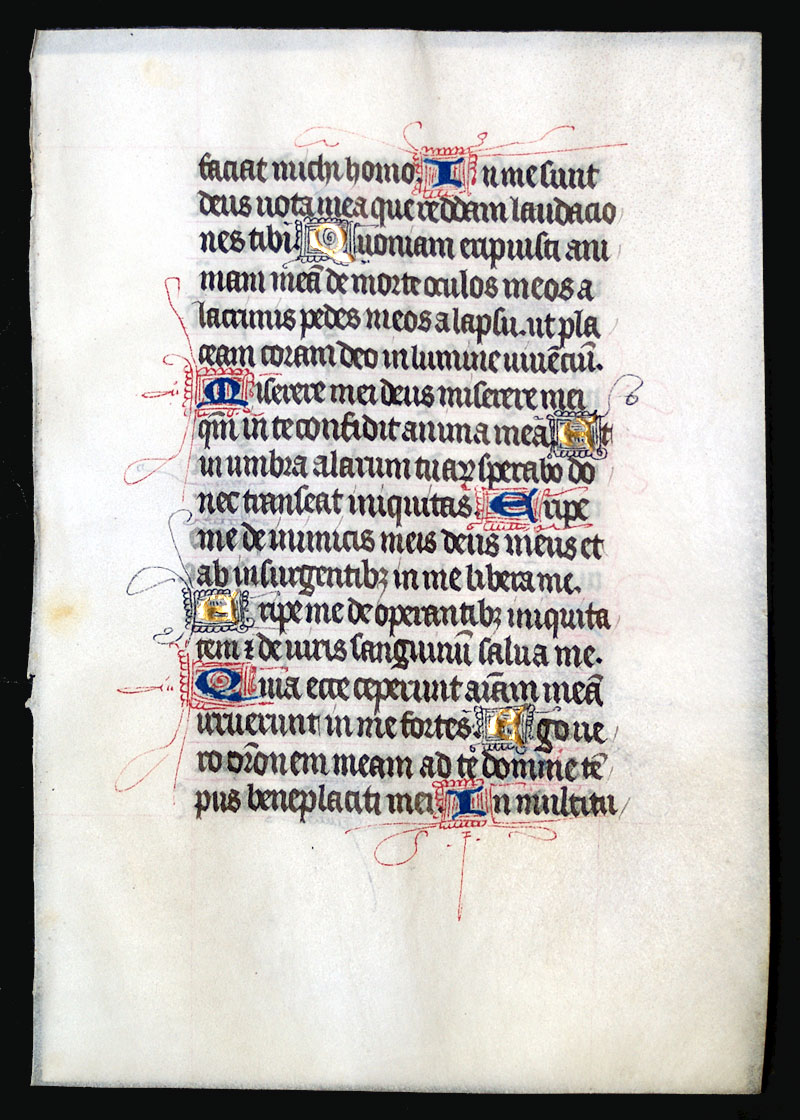 A Book of Hours Leaf c 1450 - Psalter of St Jerome - unusual