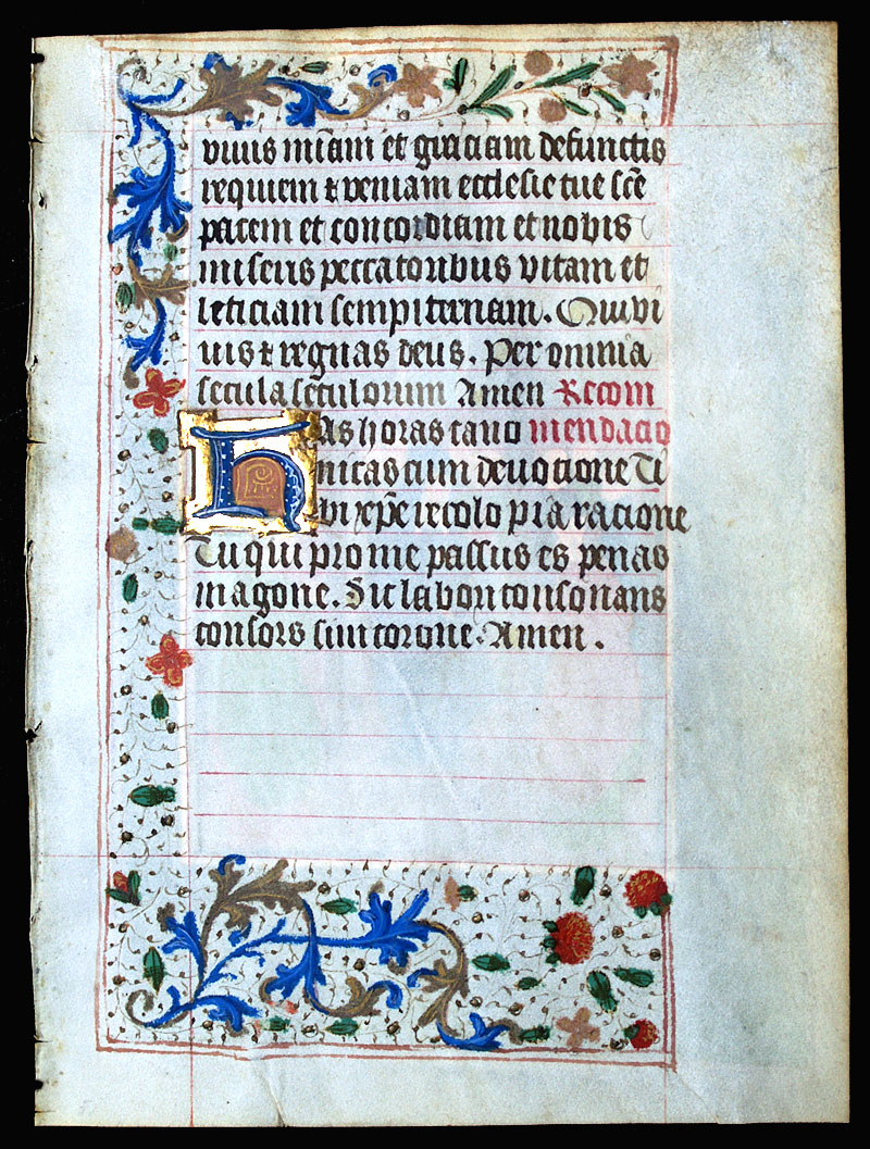 c 1480 Book of Hours Leaf - The Pentecost