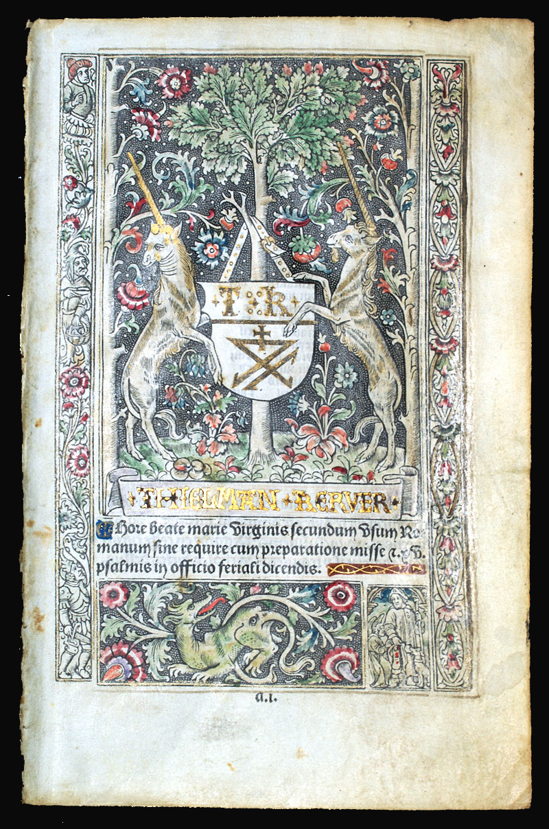 Book of Hours Leaf c 1497 - Title Page & 24 Year Almanac