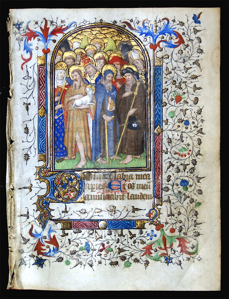 c 1420-40  Book of Hours Leaf - All Saints - Very Uncommon