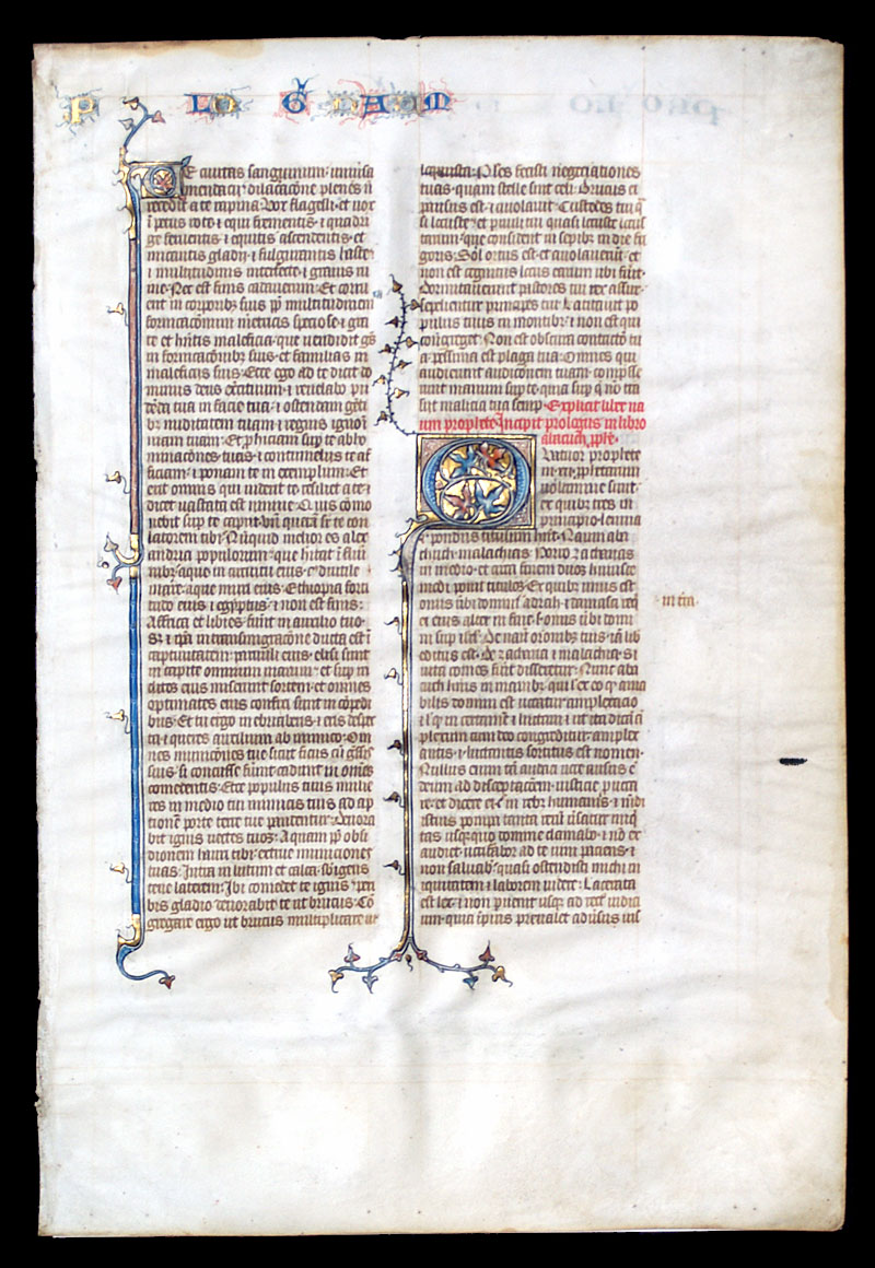 Bible Leaf c 1320-40 once owned by St Albans Royal Abbey