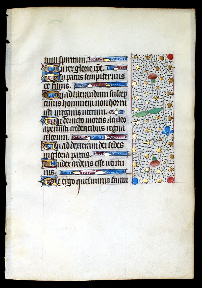 A Book of Hours Leaf - c 1450-75 - Te Deum - Beautiful border