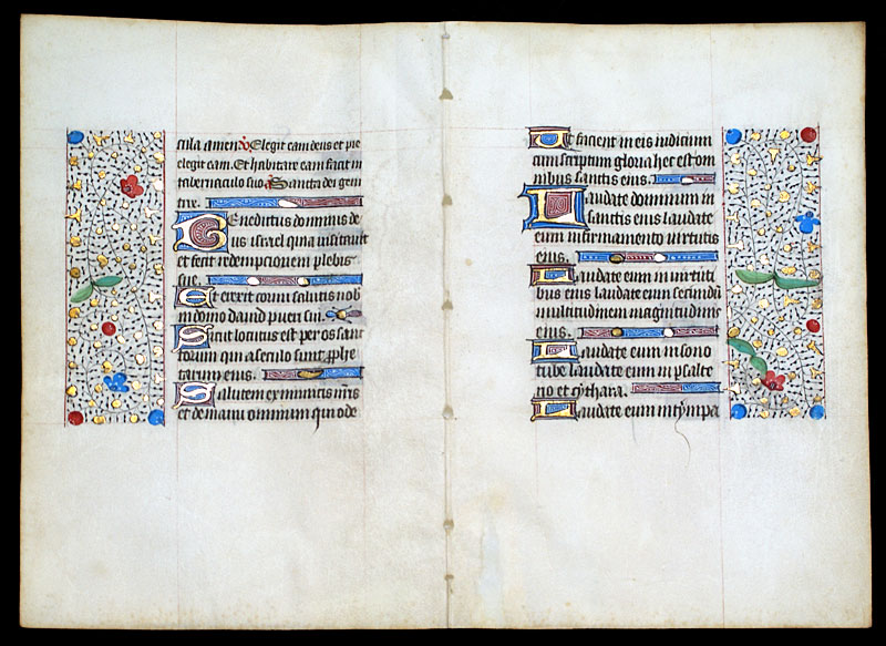 c 1450-75 Book of Hours Leaves - Continuous Bifolium