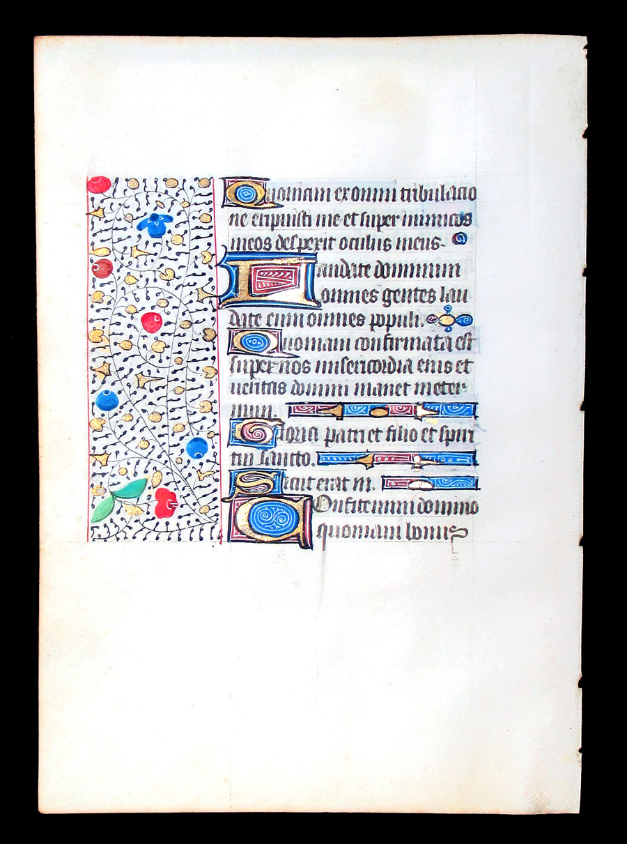 c 1450-75 Book of Hours Leaf - O Praise the Lord all ye nations