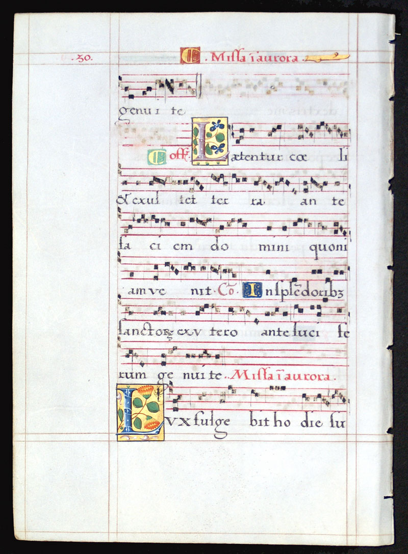 A small personal music leaf, c 1550 - Illuminated Initials