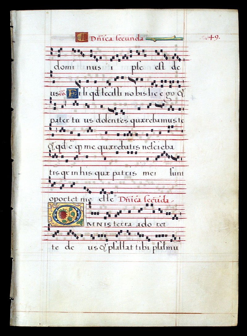 A Gradual Leaf, c. 1550 - Elaborate Initial with strawberry