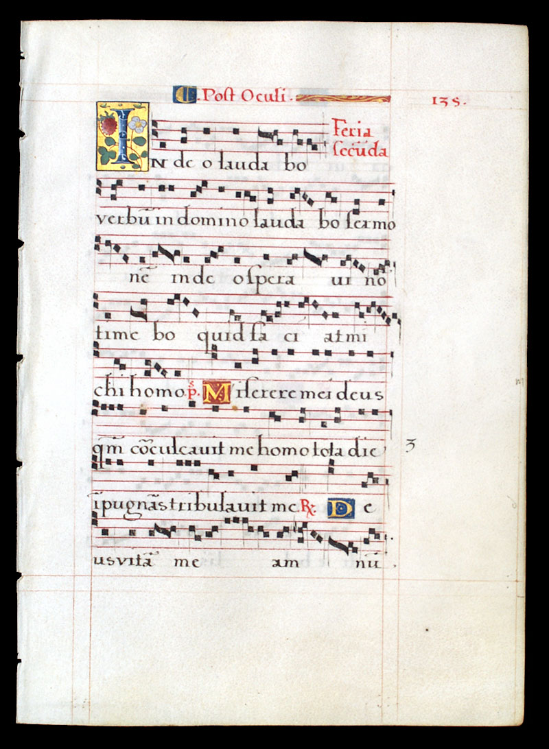 Gradual Leaf - c. 1550 - Wonderful initial with strawberry