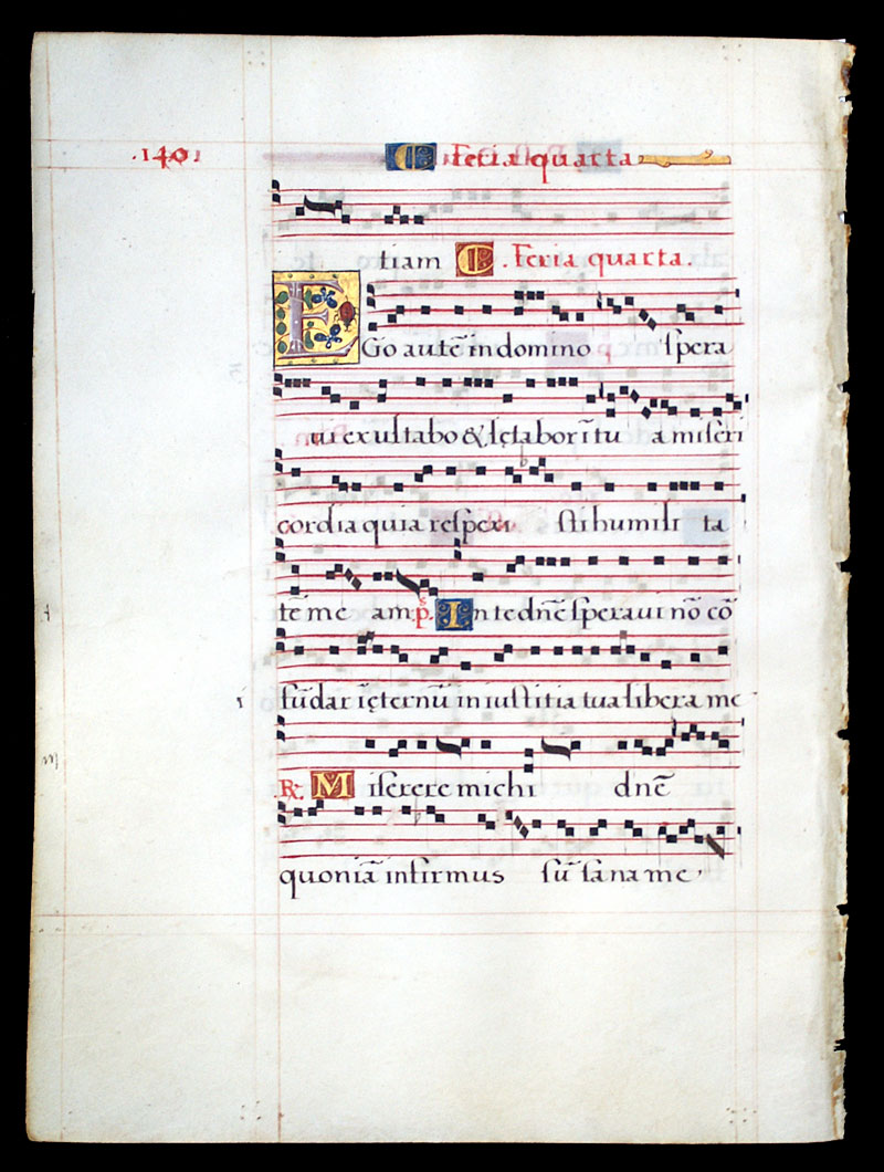 Gradual Leaf - c. 1550 - Wonderful initial with ladybug