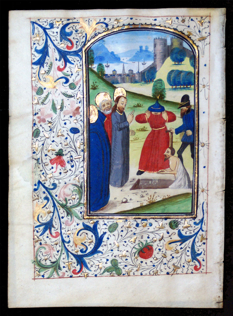 c 1475 Book of Hours Leaf - Raising Lazarus - Belgium