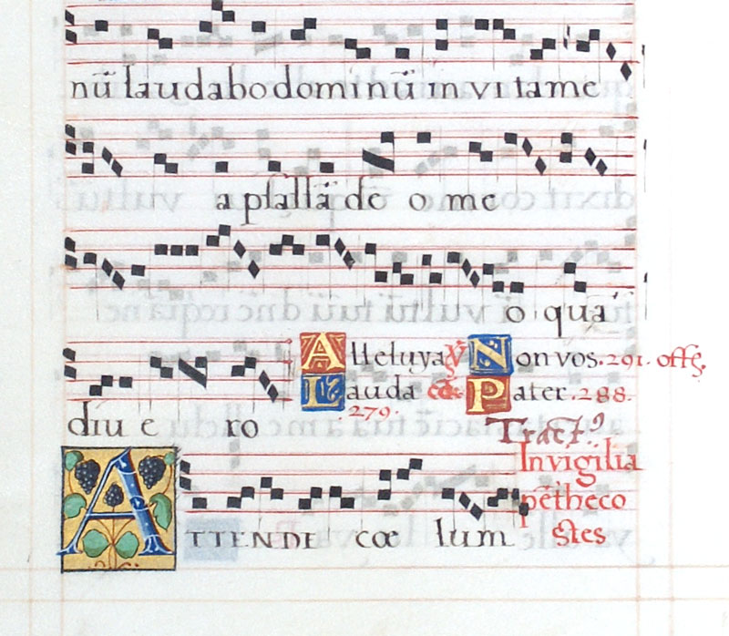 A small personal music leaf, c 1550 - Beautiful initials