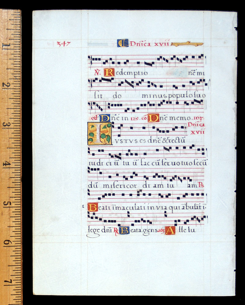 A small personal music leaf, c 1550 - Illuminated Initials