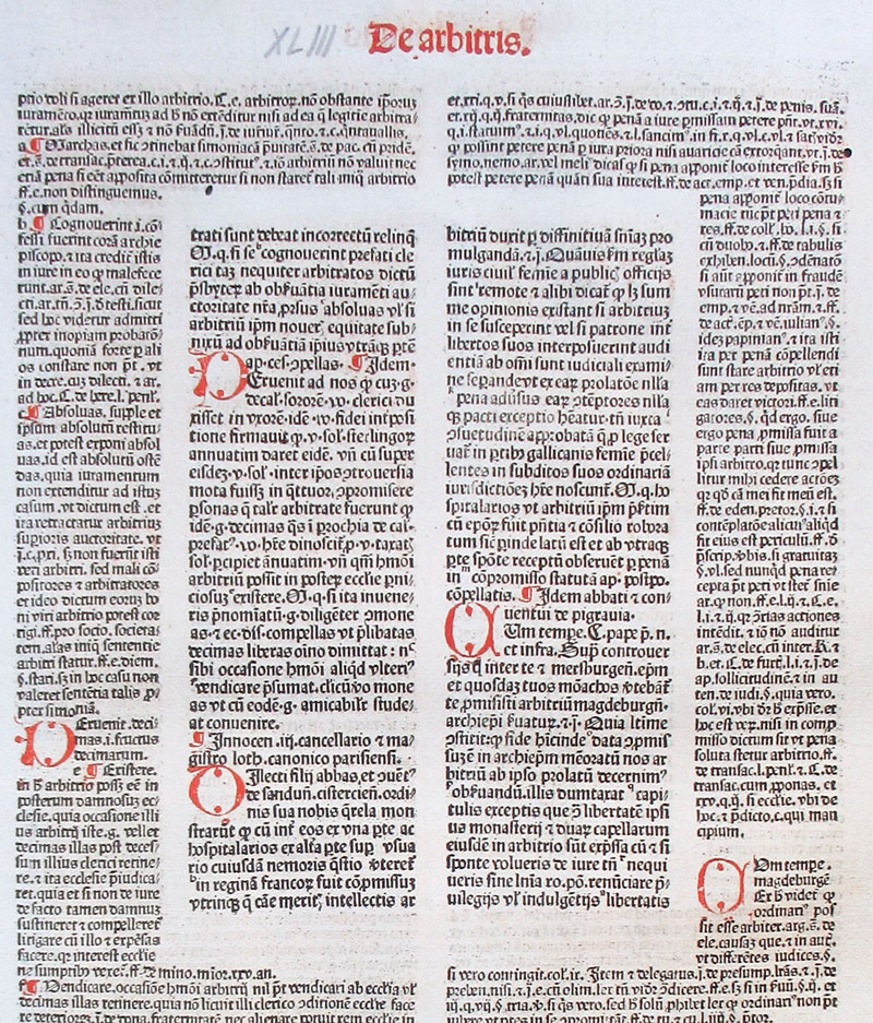 1486 Canon Law Leaf - Pope Gregory IX