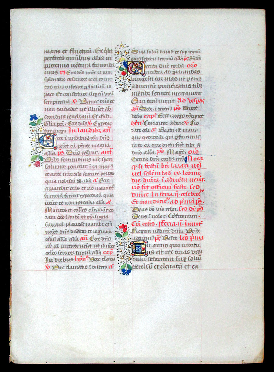 c 1474-5 Breviary Leaf - Use of Autun - Advent Season