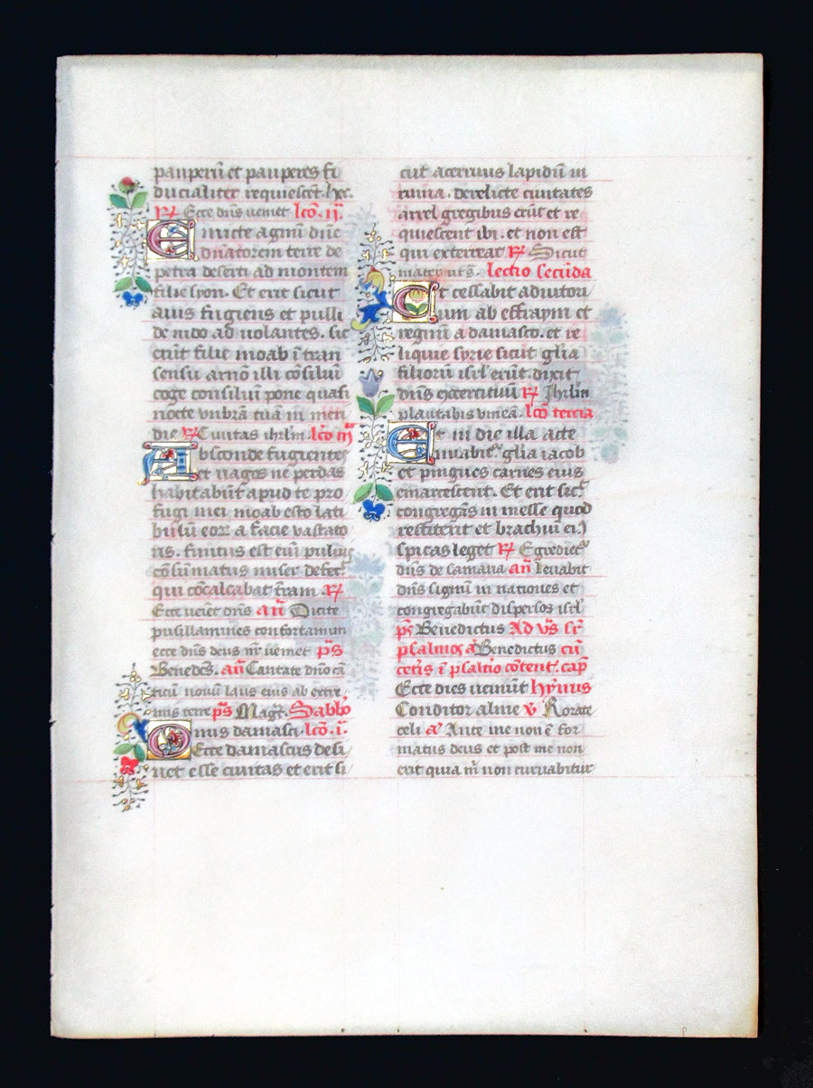 c 1474 Breviary Leaf - France (Use of Autun) Season of Advent