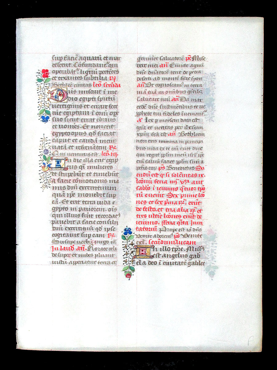 c 1474-75 Breviary Leaf - Christmas Day, Luke, Venerable Bede