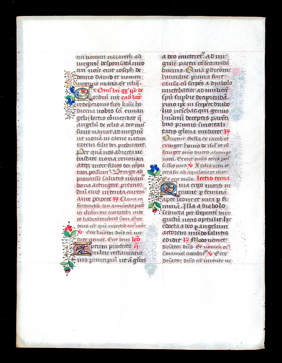 c 1474-75 Breviary Leaf - Christmas Day, Luke, Venerable Bede