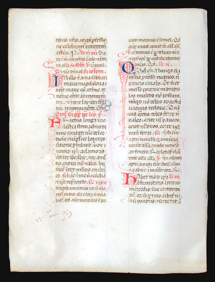 c 1460 Breviary Leaf - Face in margin