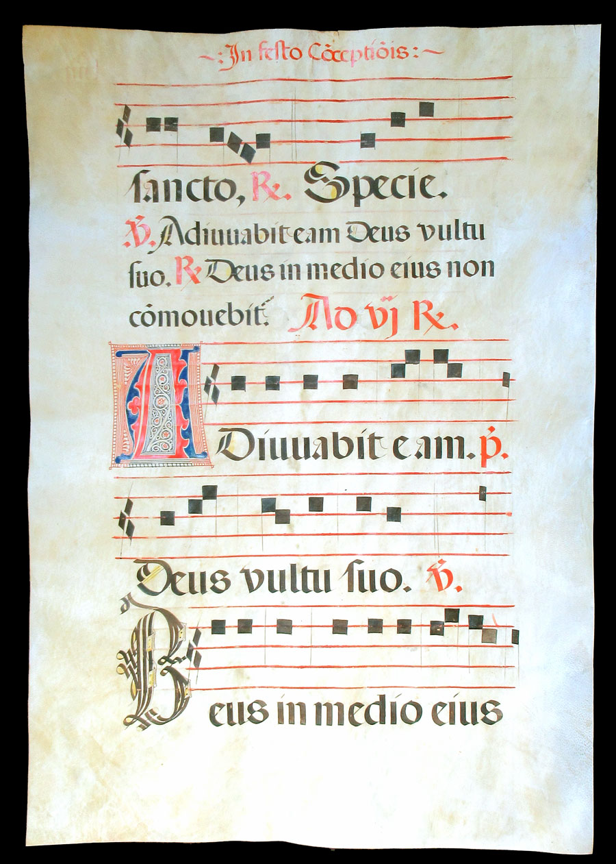 c 1400-40 Gregorian Chant - Elaborate initials & Scribal Error