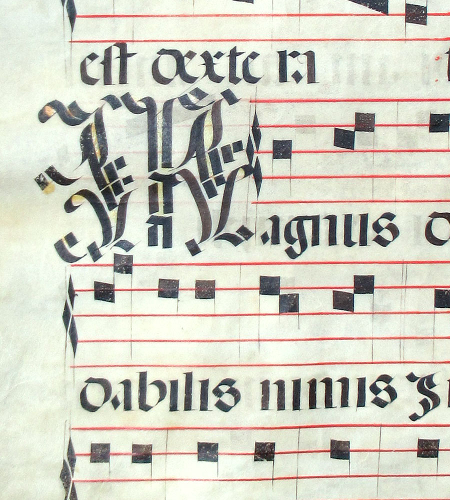 c 1450 Gregorian Chant - Wonderful initial  - Spain