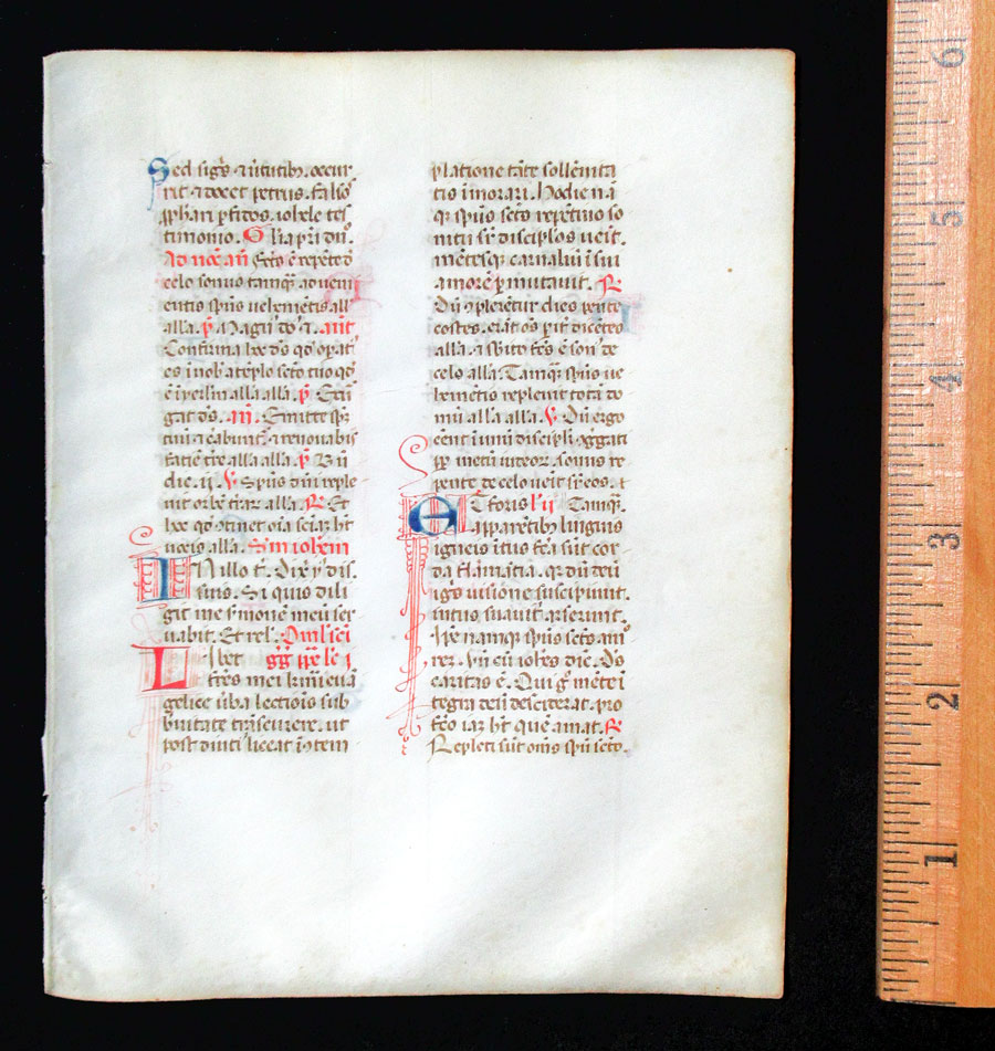 c 1460 Breviary Leaf - Hymns, John14:23 - Northern Italy