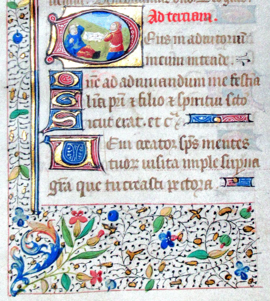 c 1450-75 Book of Hours Leaf - Annunciation to Shepherds