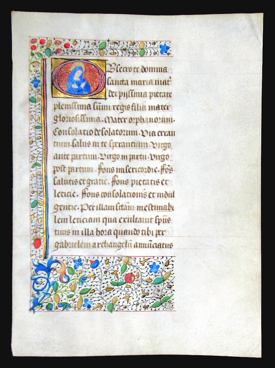 c 1450-75 Book of Hours Leaf - Blessed Virgin Mary