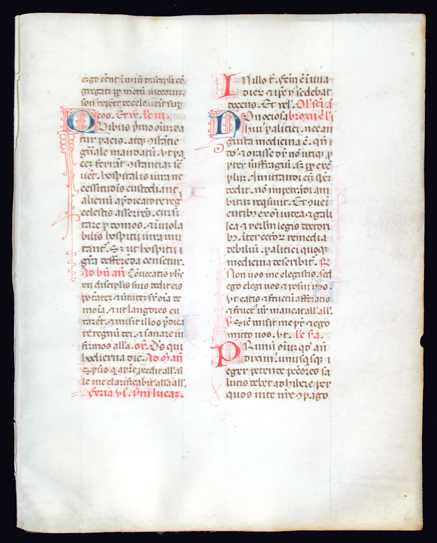 c 1460 Breviary Leaf - Initials with delicate penwork