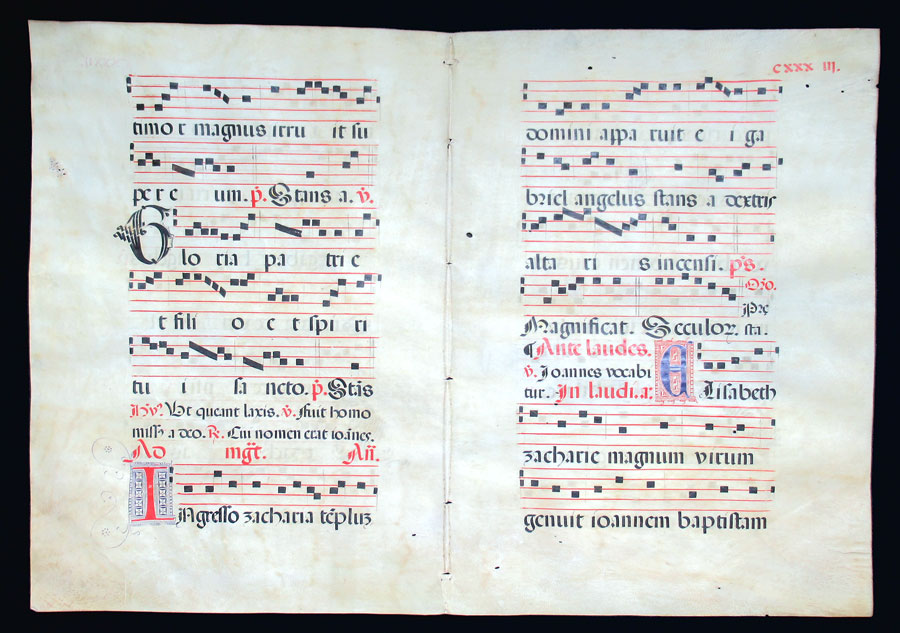 c 1500 Gregorian Chant - Continuous Bifolium (4 Pages 2 Leaves)