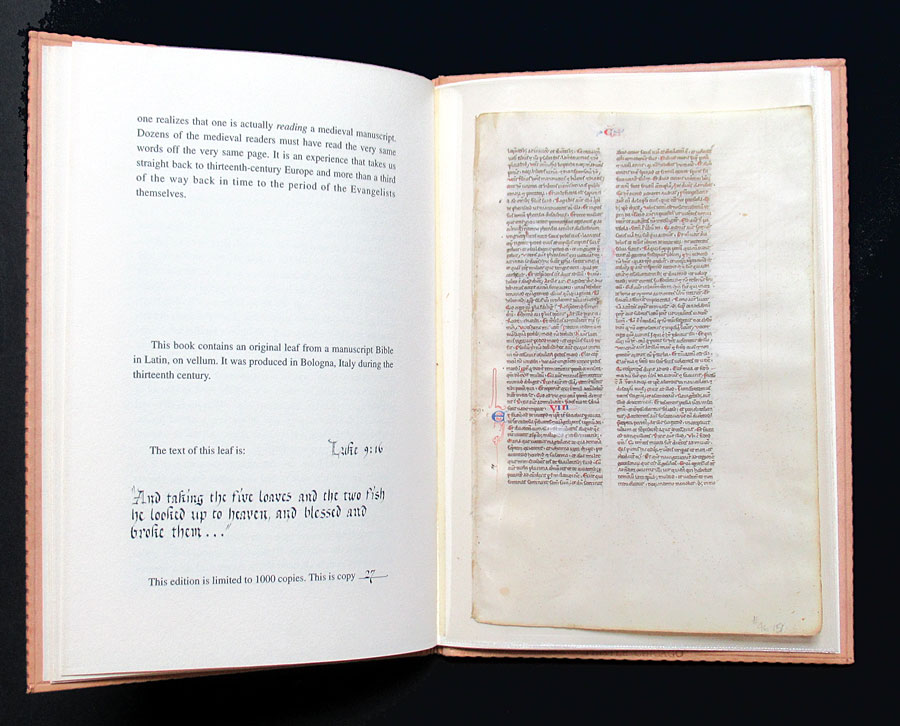 c 1250 Bible Leaf, in Leather Bound Leaf Book