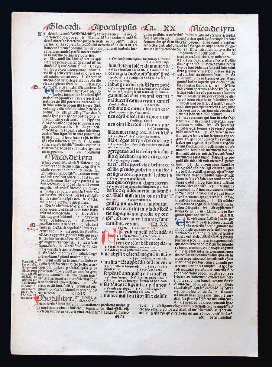 1498 Incunabula Bible Leaf - Apocalypse, Rider on White Horse