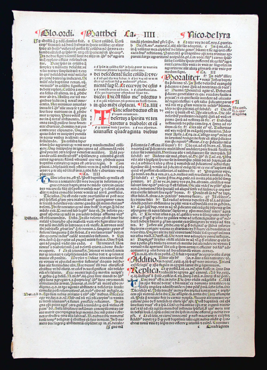 1498 Incunabula Bible Leaf - Matthew 