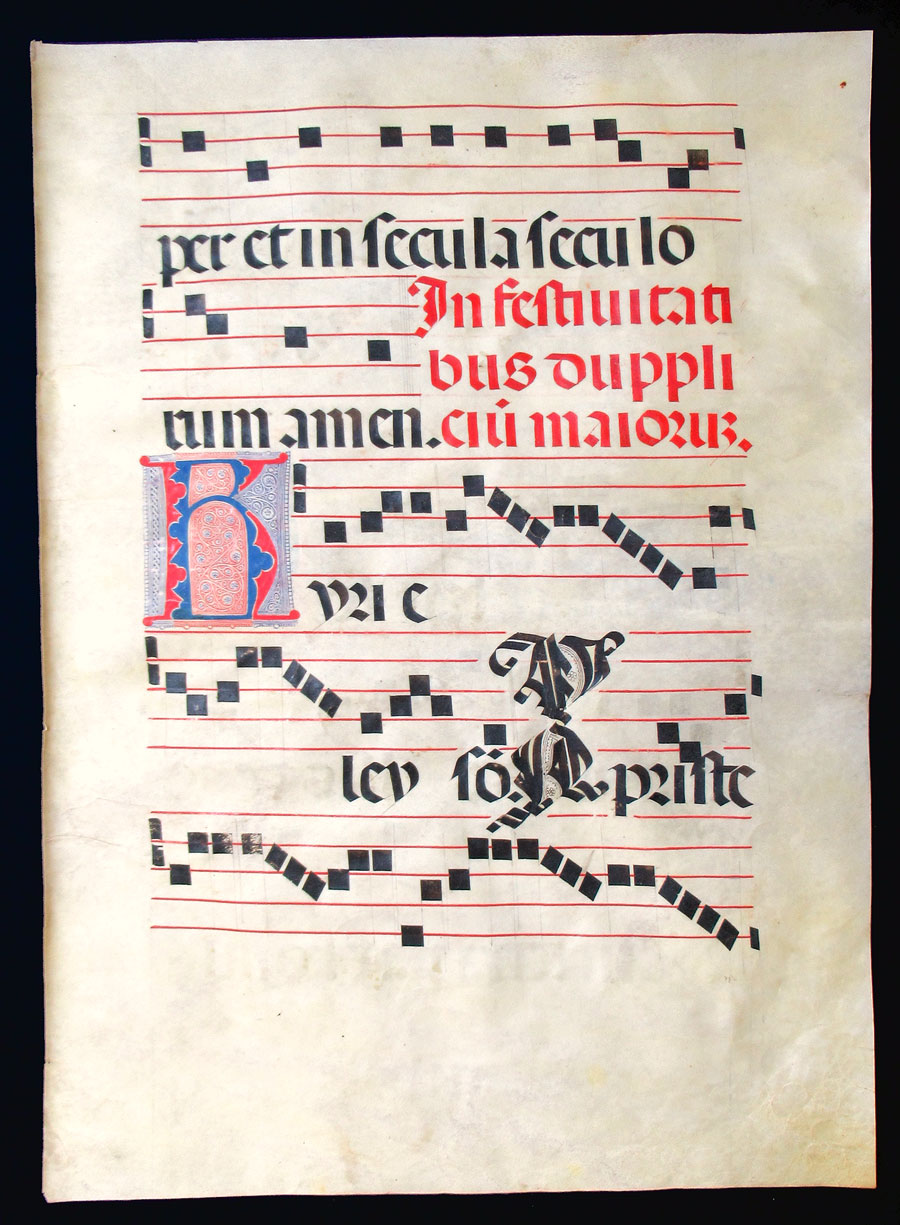 c 1475-1500 Gregorian Chant - Puzzle initials - Kyrie - Gloria