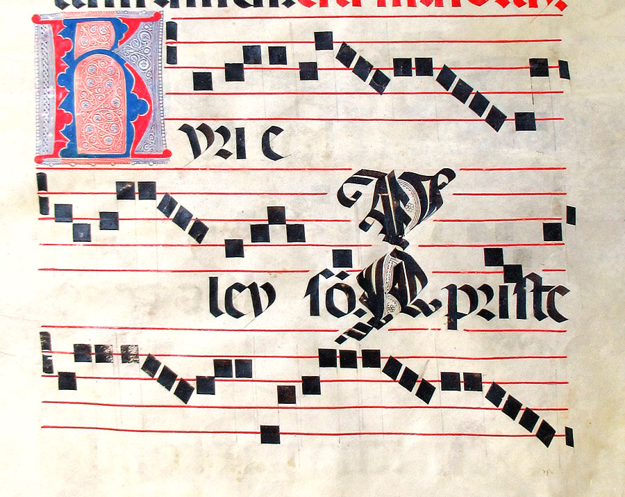 c 1475-1500 Gregorian Chant - Puzzle initials - Kyrie - Gloria
