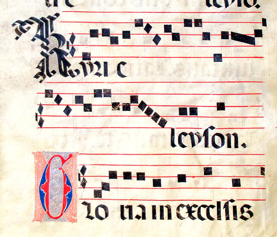 c 1475-1500 Gregorian Chant - puzzle initial - Kyrie & Gloria