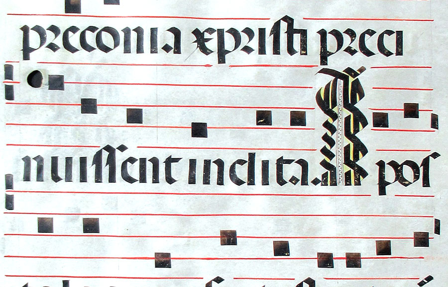 c 1475-1500 Gregorian Chant - Elaborate knot-work initials