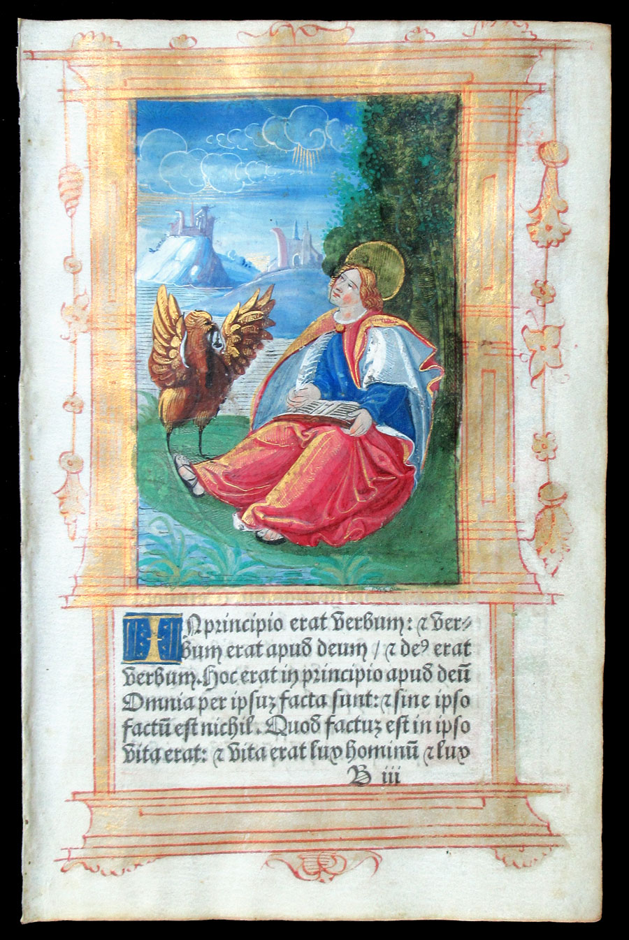c 1532 Book of Hours Leaf - John on Patmos