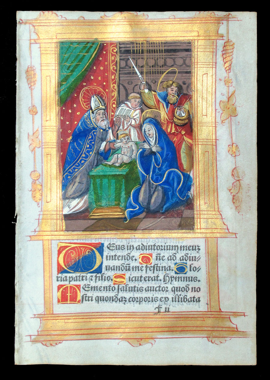 c 1532 Book of Hours Leaf - Presentation in Temple (Candlemas)