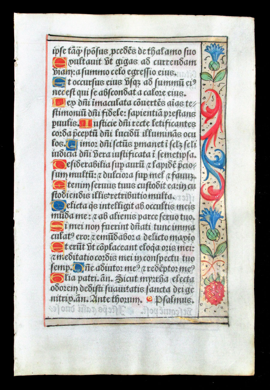 c 1532 Book of Hours Leaf - Psalms - Beautiful borders
