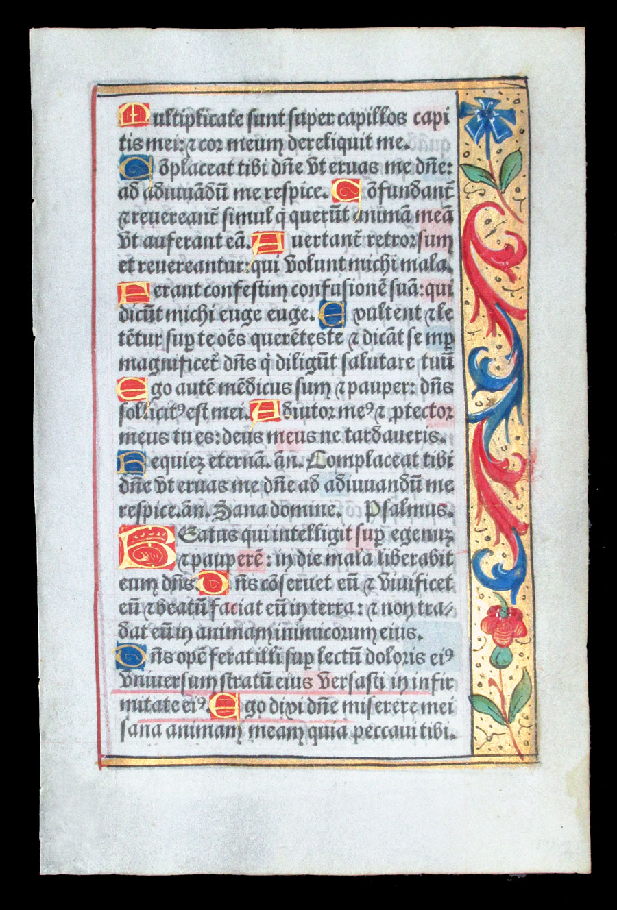c 1532 Book of Hours Leaf - Psalms - Elaborate border