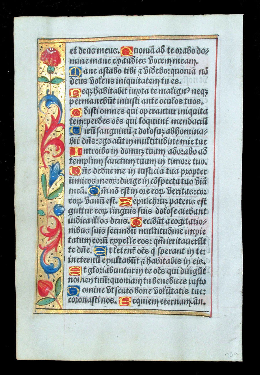 c 1532 Book of Hours Leaf - Psalms