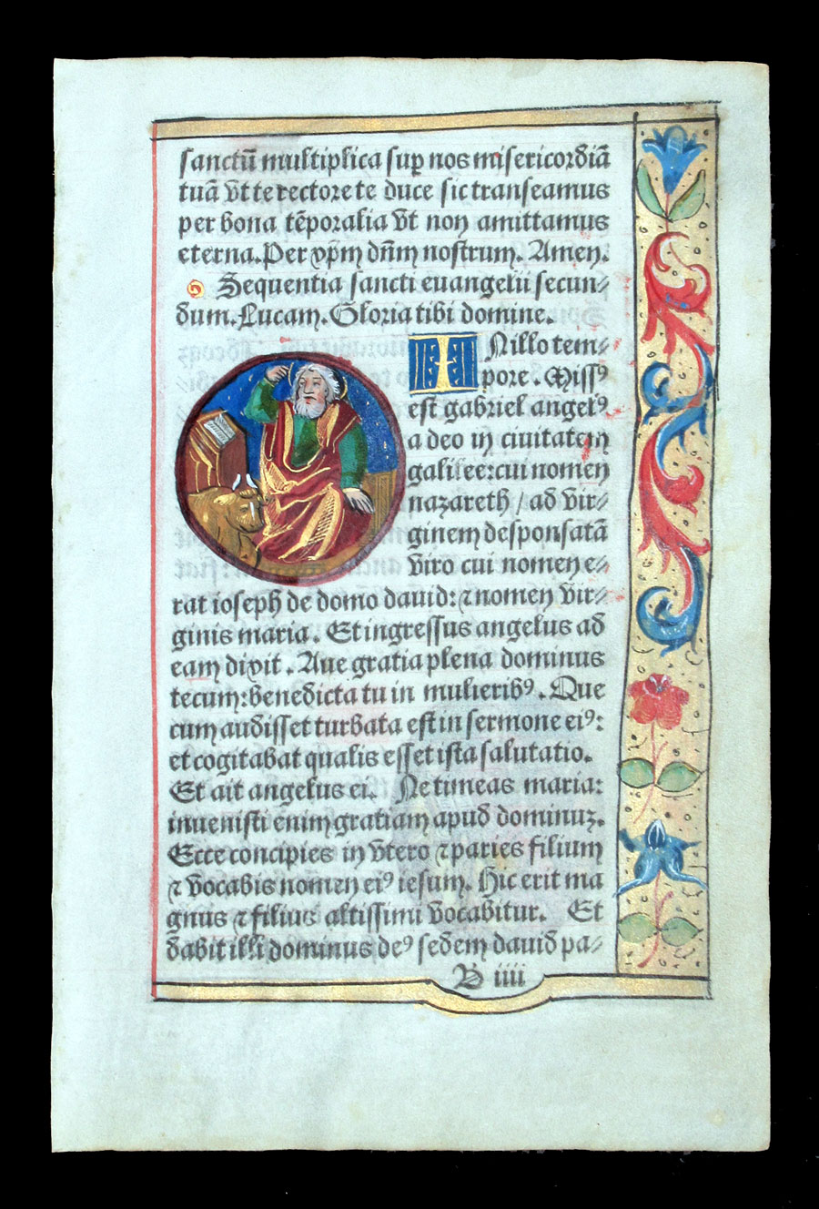c 1532 Book of Hours Leaf - Luke and Matthew, Annunciation Text